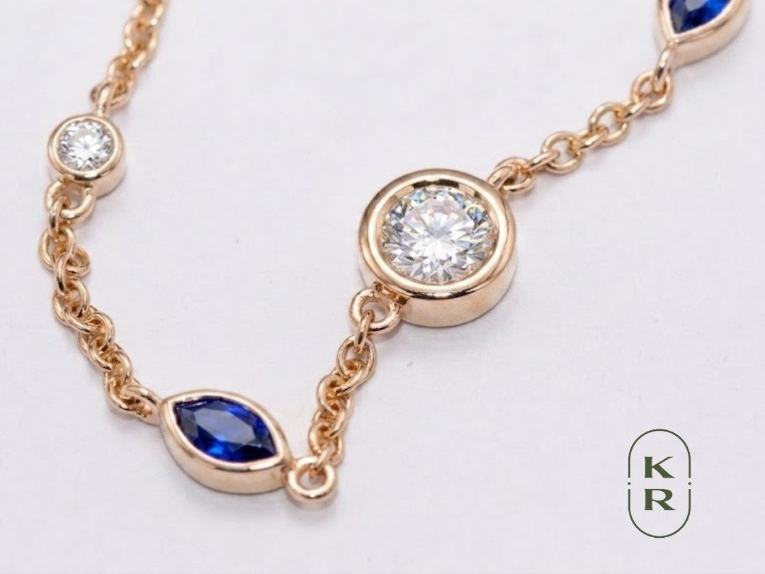 Station necklace made from a mother's jewelry, redesigned by Kate Rose