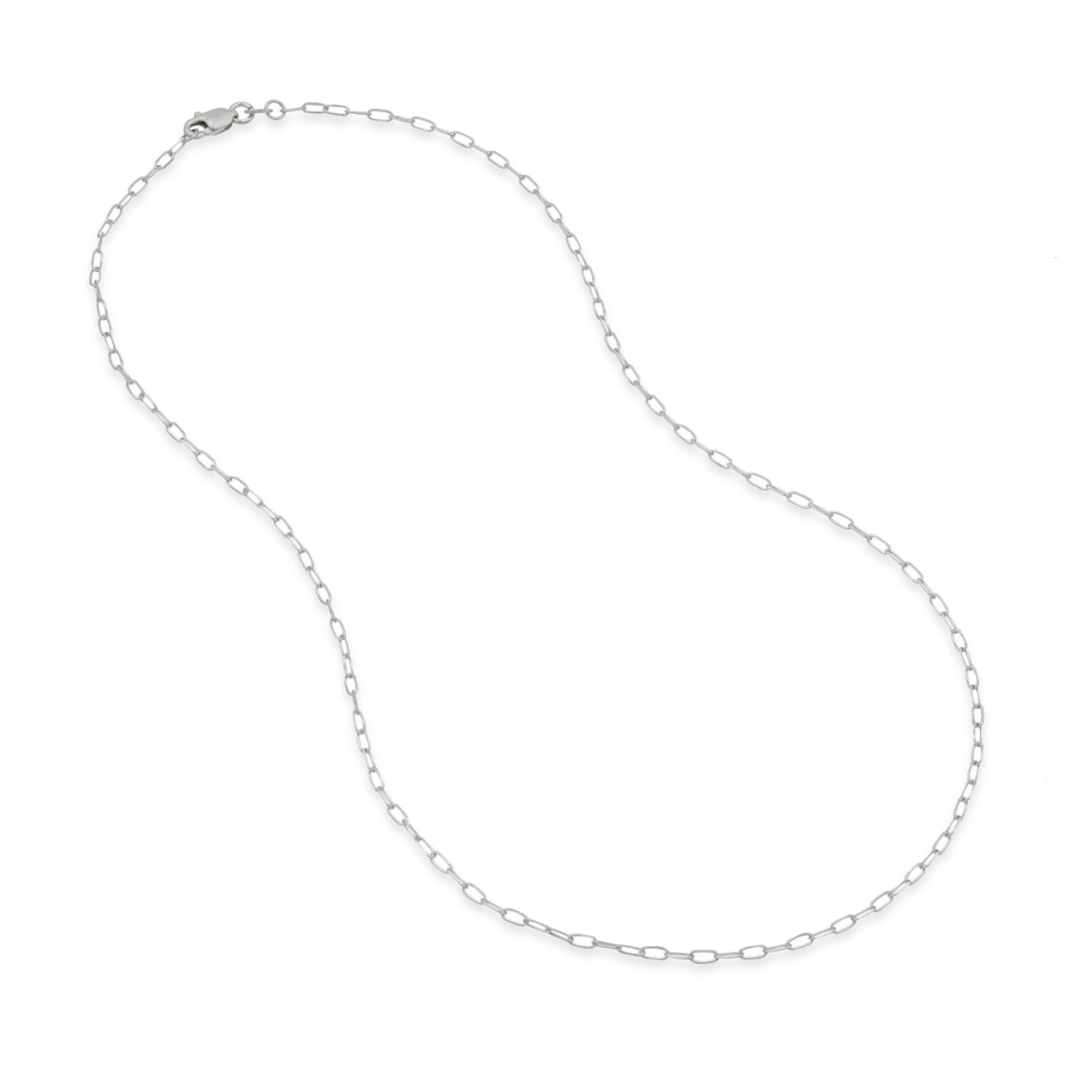 Baby Paperclip Link Chain Necklace in White Gold Full View