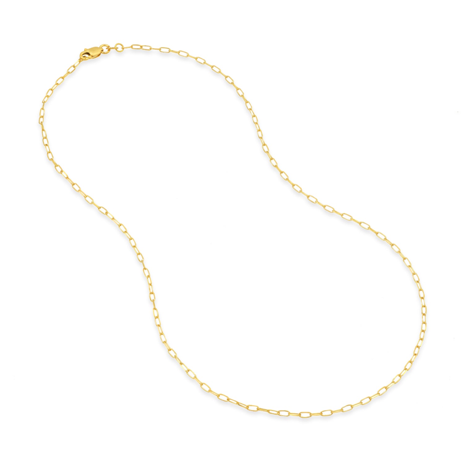 Baby Paperclip Link Chain Necklace in Yellow Gold Full View