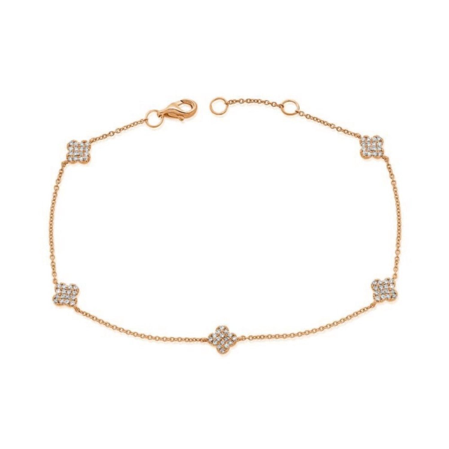 Diamond Pavé Clover Bracelet in Rose Gold