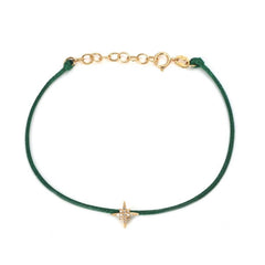 Diamond Star Silk Cord Bracelet in Green