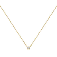 Emerald Diamond East-West Bezel Necklace in Yellow Gold