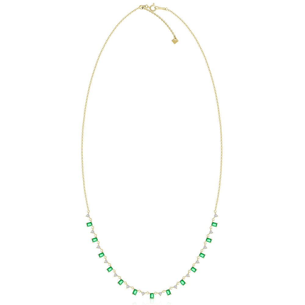 Emerald and Diamond Drops Necklace in Yellow Gold Full View