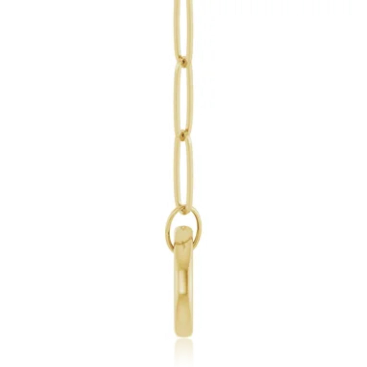 Enhancer Charm Paperclip Link Chain Necklace in Yellow Gold Side View