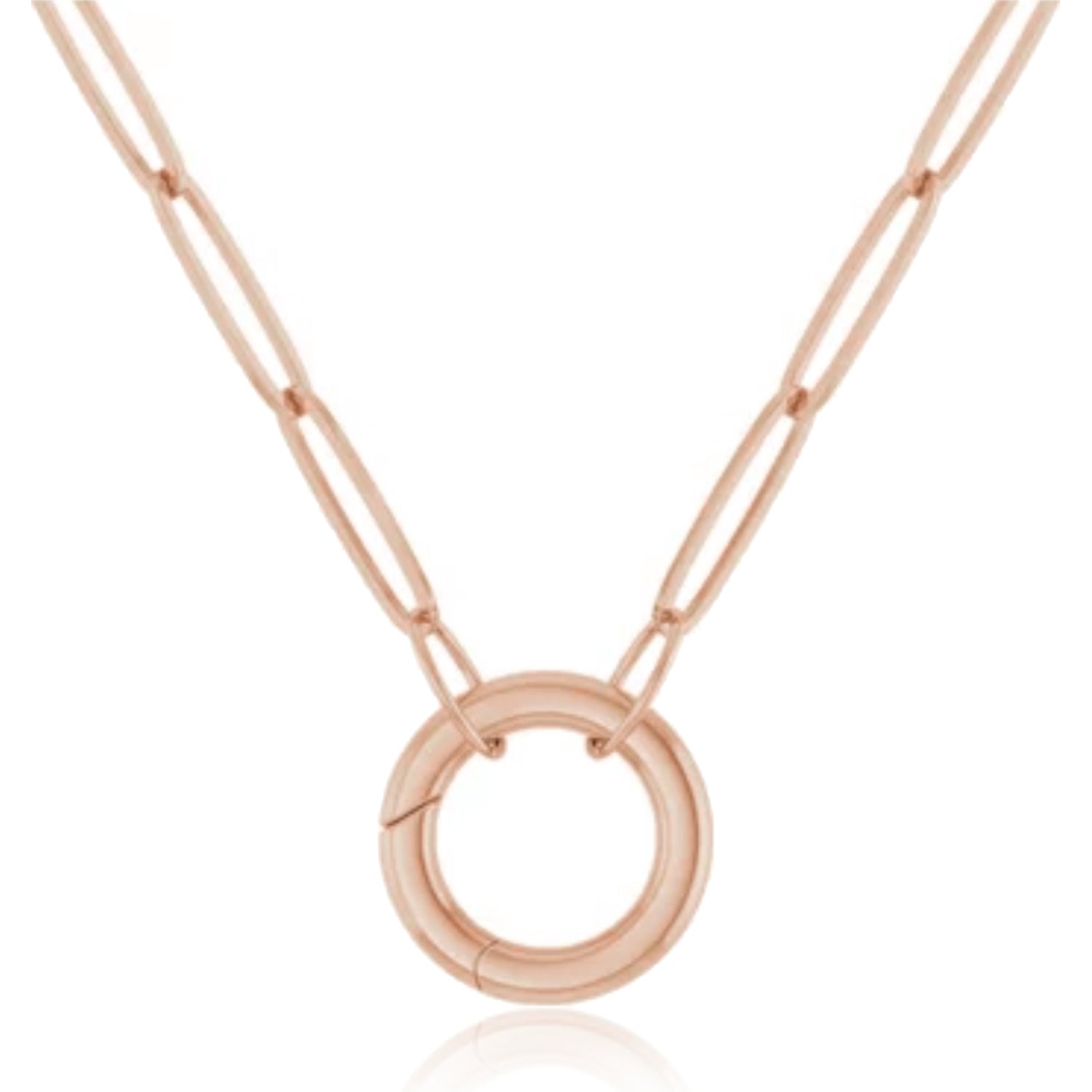 Enhancer Charm Paperclip Link Chain Necklace in Rose Gold
