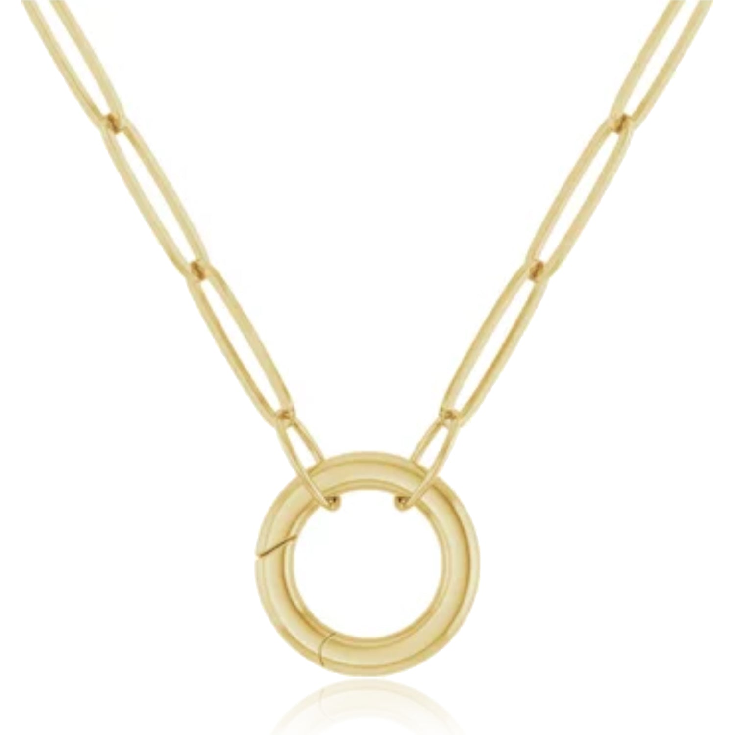 Enhancer Charm Paperclip Link Chain Necklace in Yellow Gold