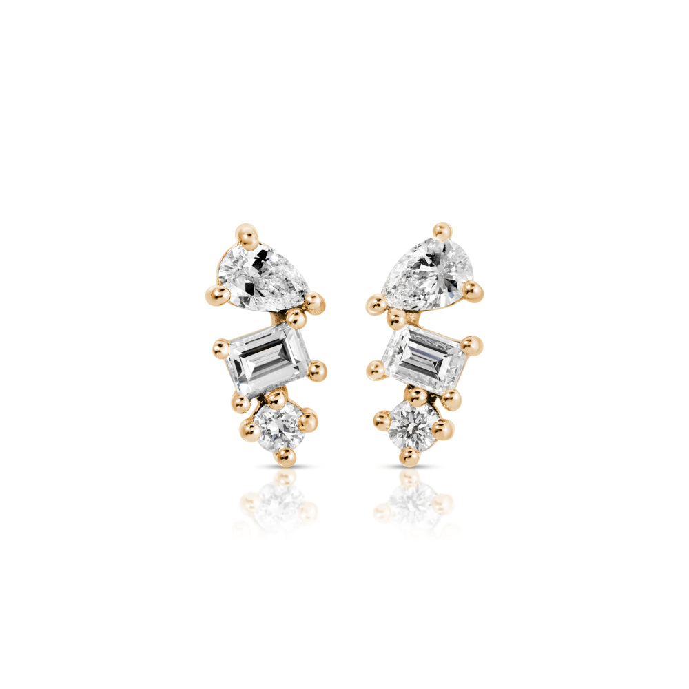 Multishape Diamond Stud Earrings in Rose Gold