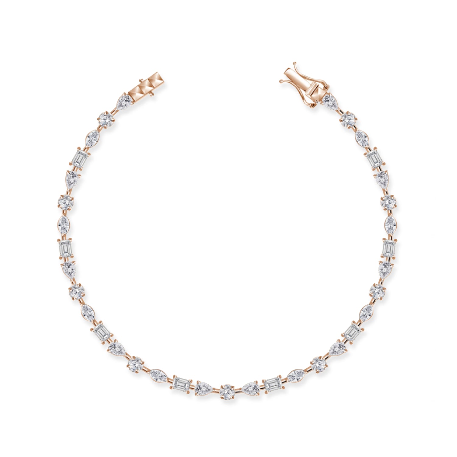 Multishape Diamond Tennis Bracelet in Rose Gold
