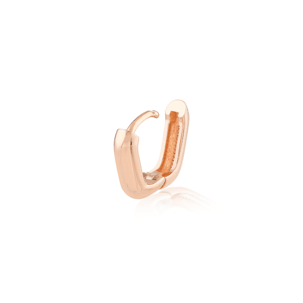 Oblong Polished Hoop Earrings in Rose Gold Open View