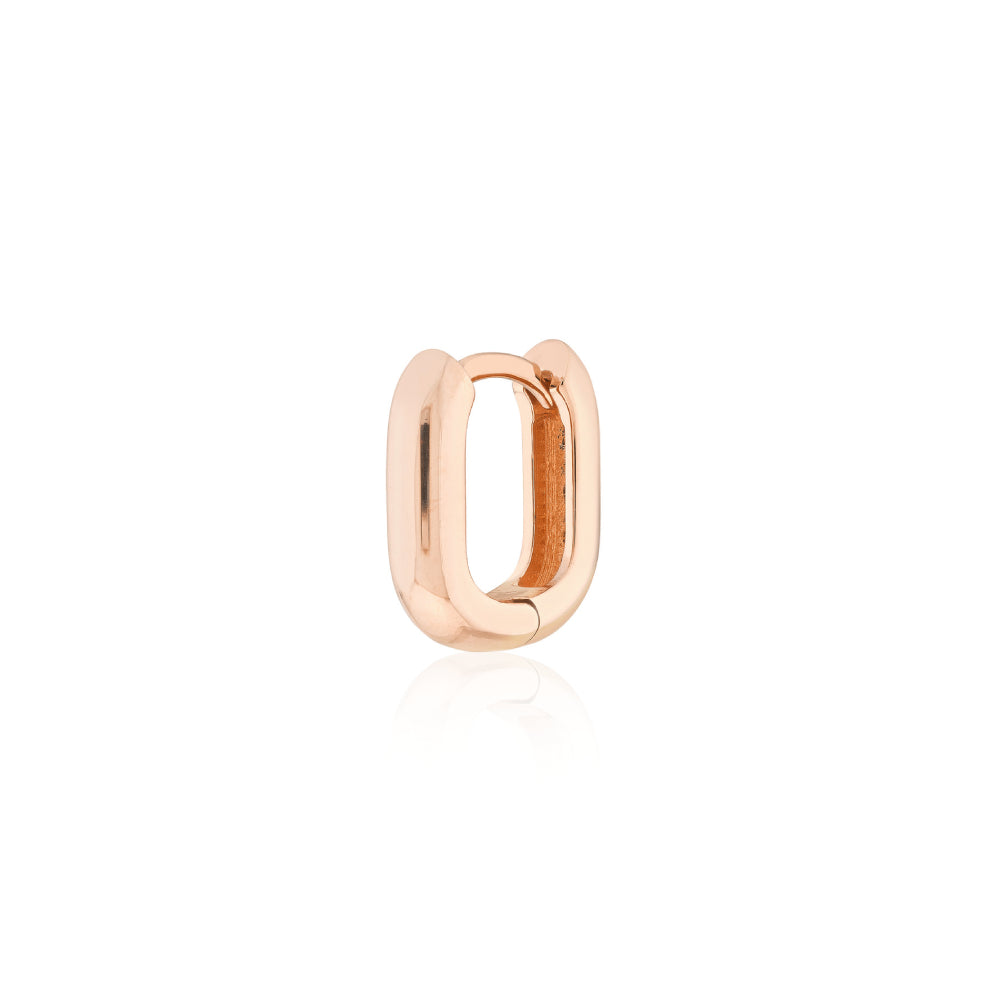 Oblong Polished Hoop Earrings in Rose Gold Side View