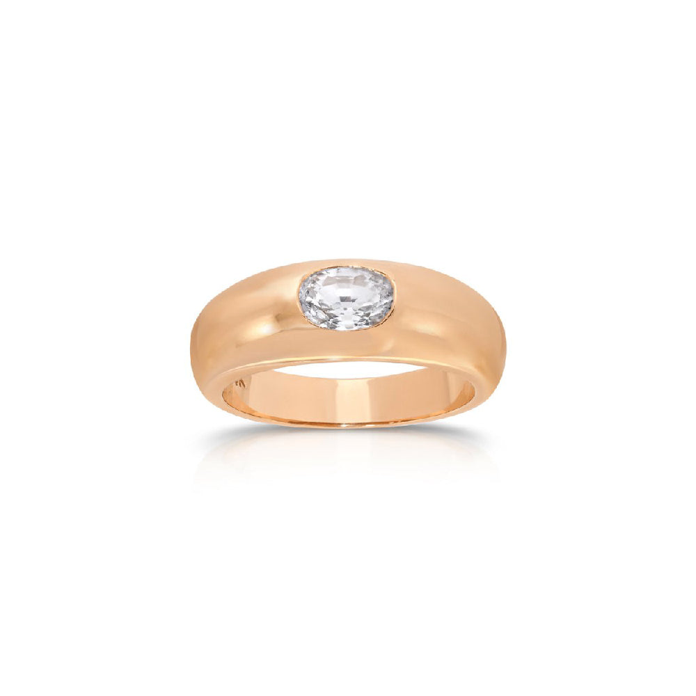 Oval Cut Pale Blue Sapphire Dome Ring in Rose Gold