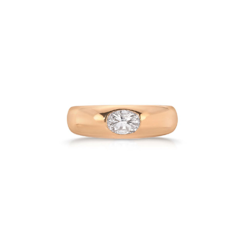 Oval Cut Pale Blue Sapphire Dome Ring in Rose Gold