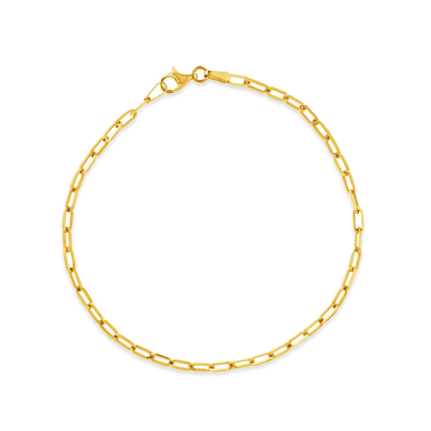 Paperclip Link Chain Bracelet in Yellow Gold