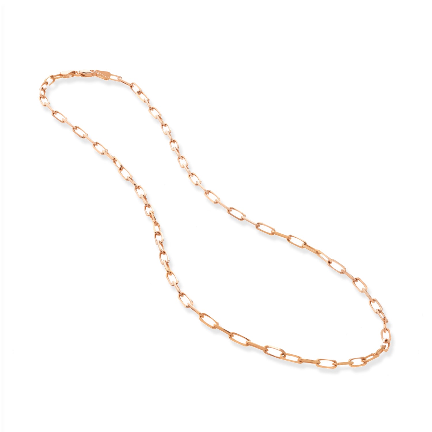Paperclip Link Chain Necklace in Rose Gold Full View