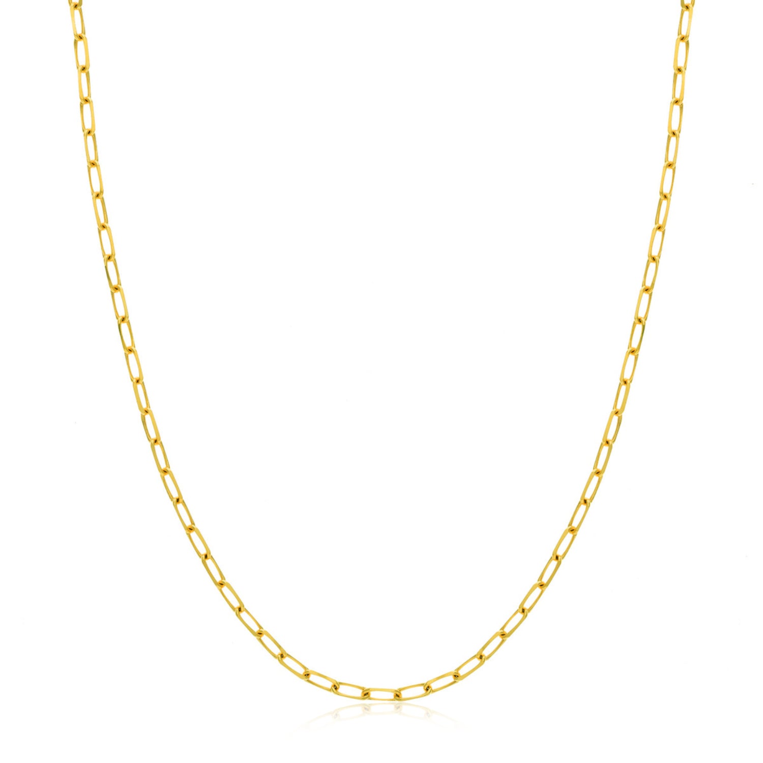 Paperclip Link Chain Necklace in Yellow Gold