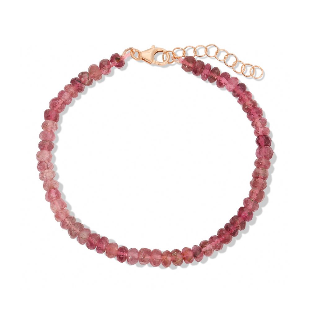 Pink Tourmaline Beaded Bracelet in Rose Gold
