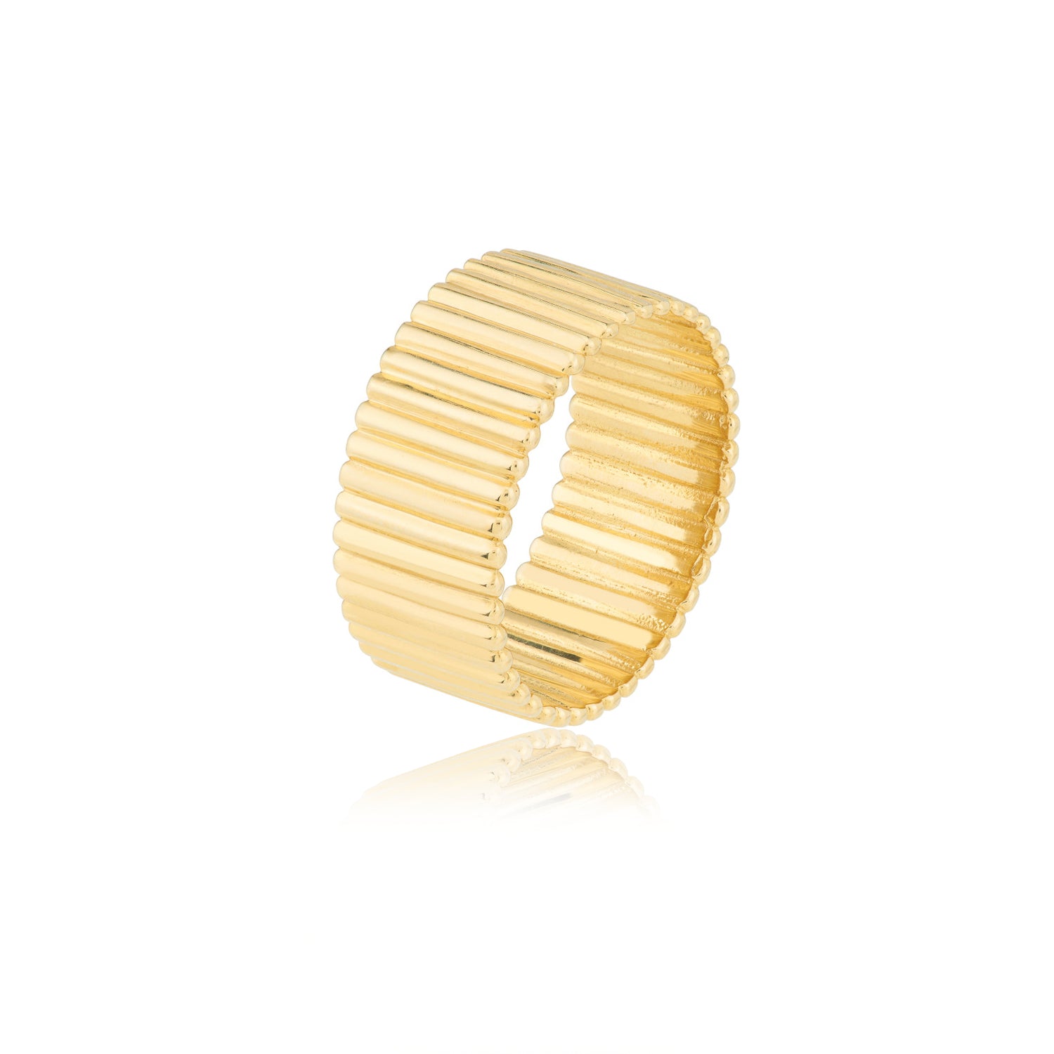 Ribbed Cigar Wide Gold Band Side View