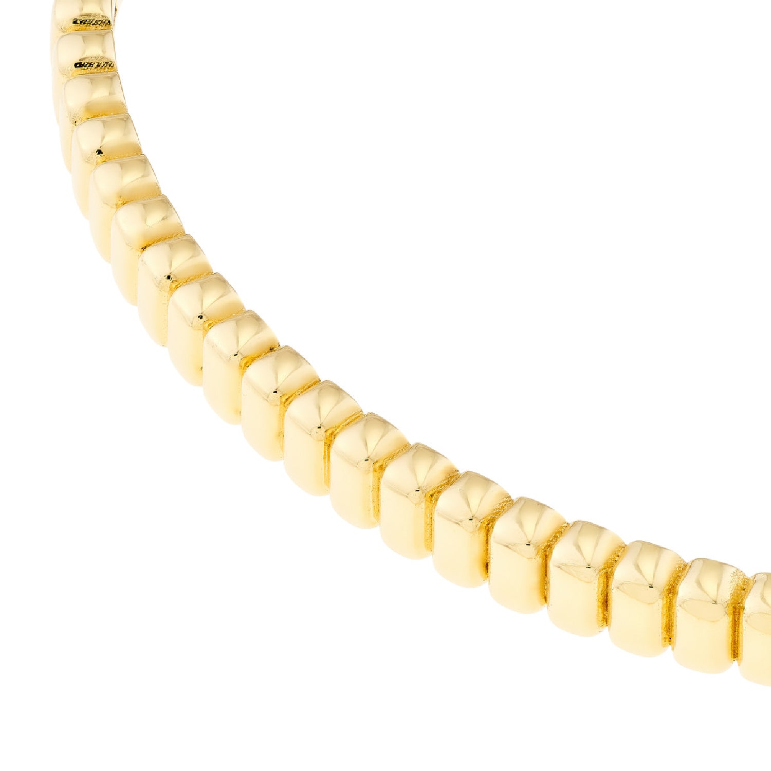 Ribbed Gold Bangle Bracelet Close-Up