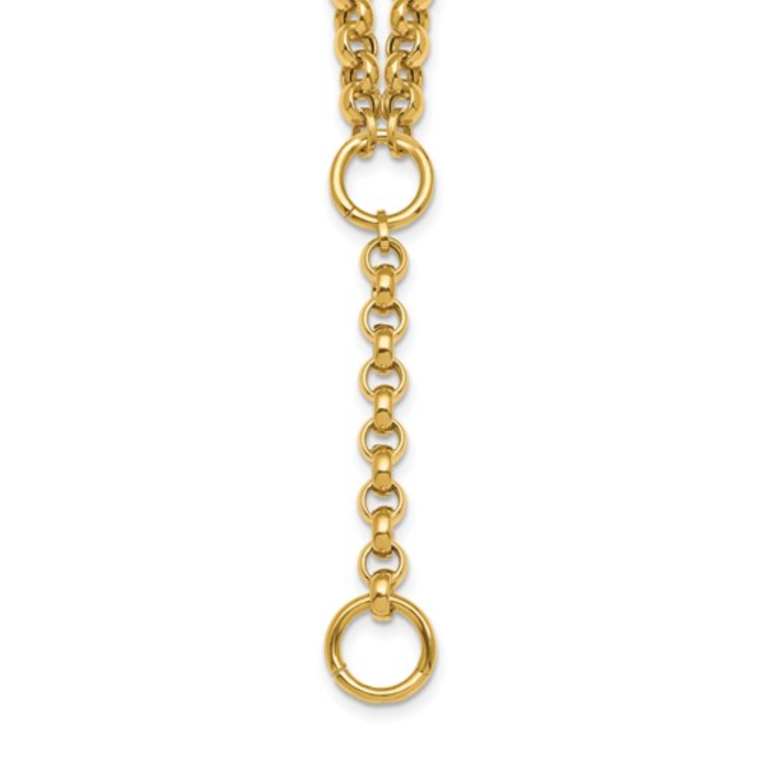 Rolo Link Lariat Chain Necklace Closeup