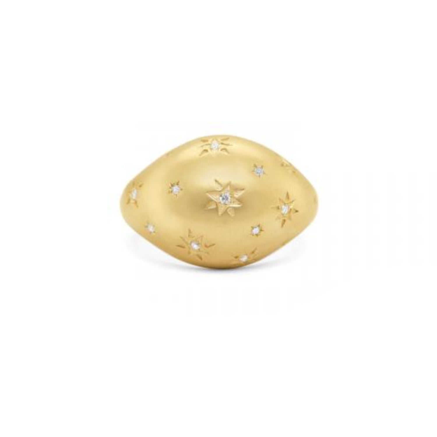 Round Brilliant Cut Diamond Celestial Bombé Ring in Yellow Gold