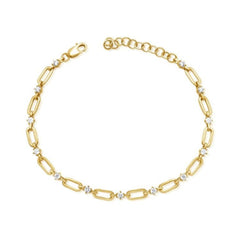 Round Brilliant Cut Diamond Paperclip Link Bracelet in Yellow Gold