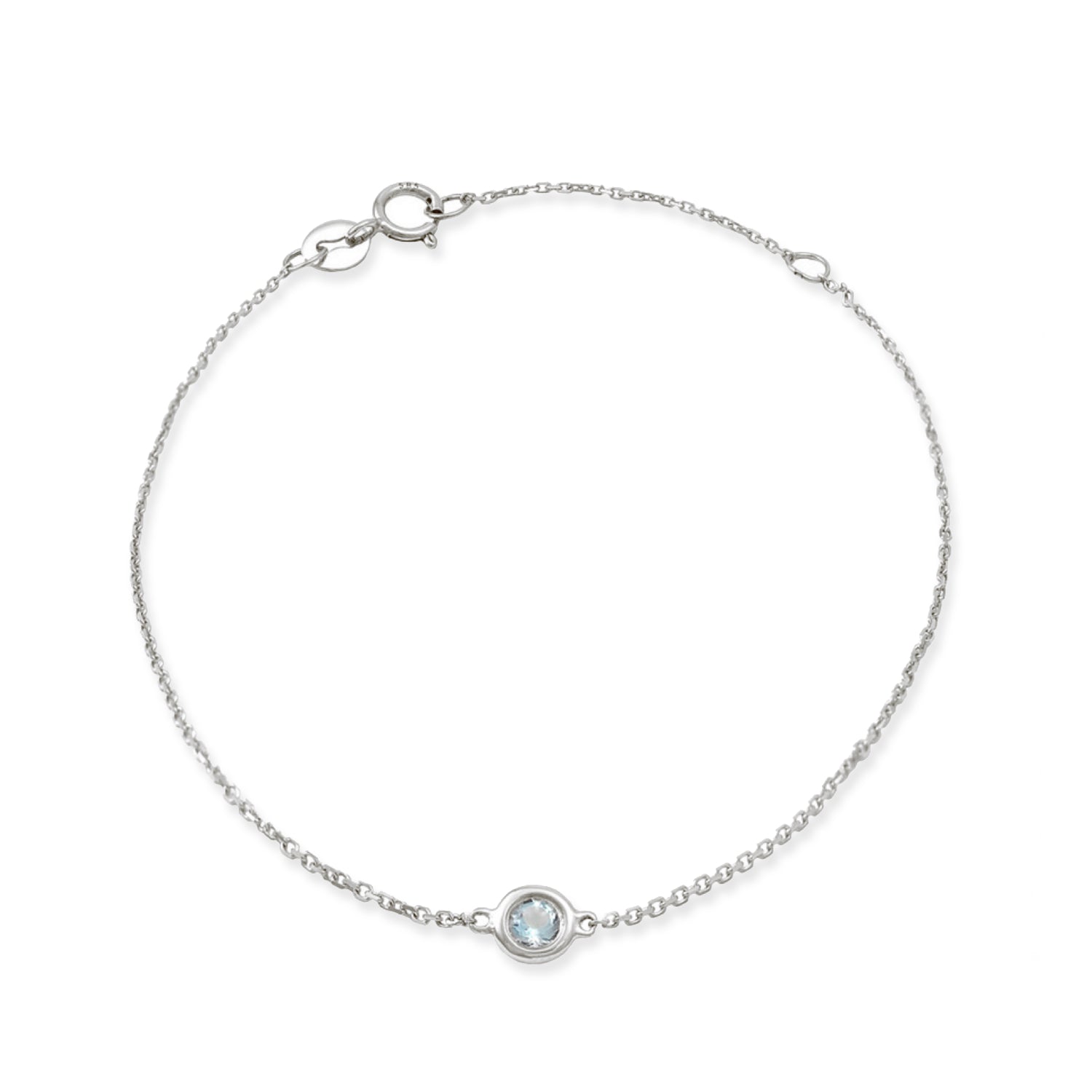 Very Dainty Aquamarine Bracelet in Sterling Silver, Thin March Birthst –  Dainty Rocks Jewellery