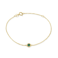 Round Cut Emerald Bezel Bracelet in Yellow Gold