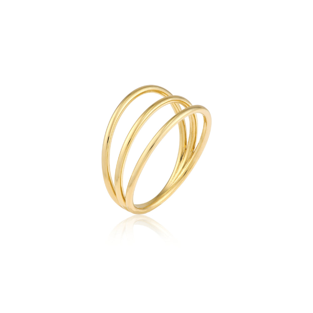 Triple Band Domed Ring Side View