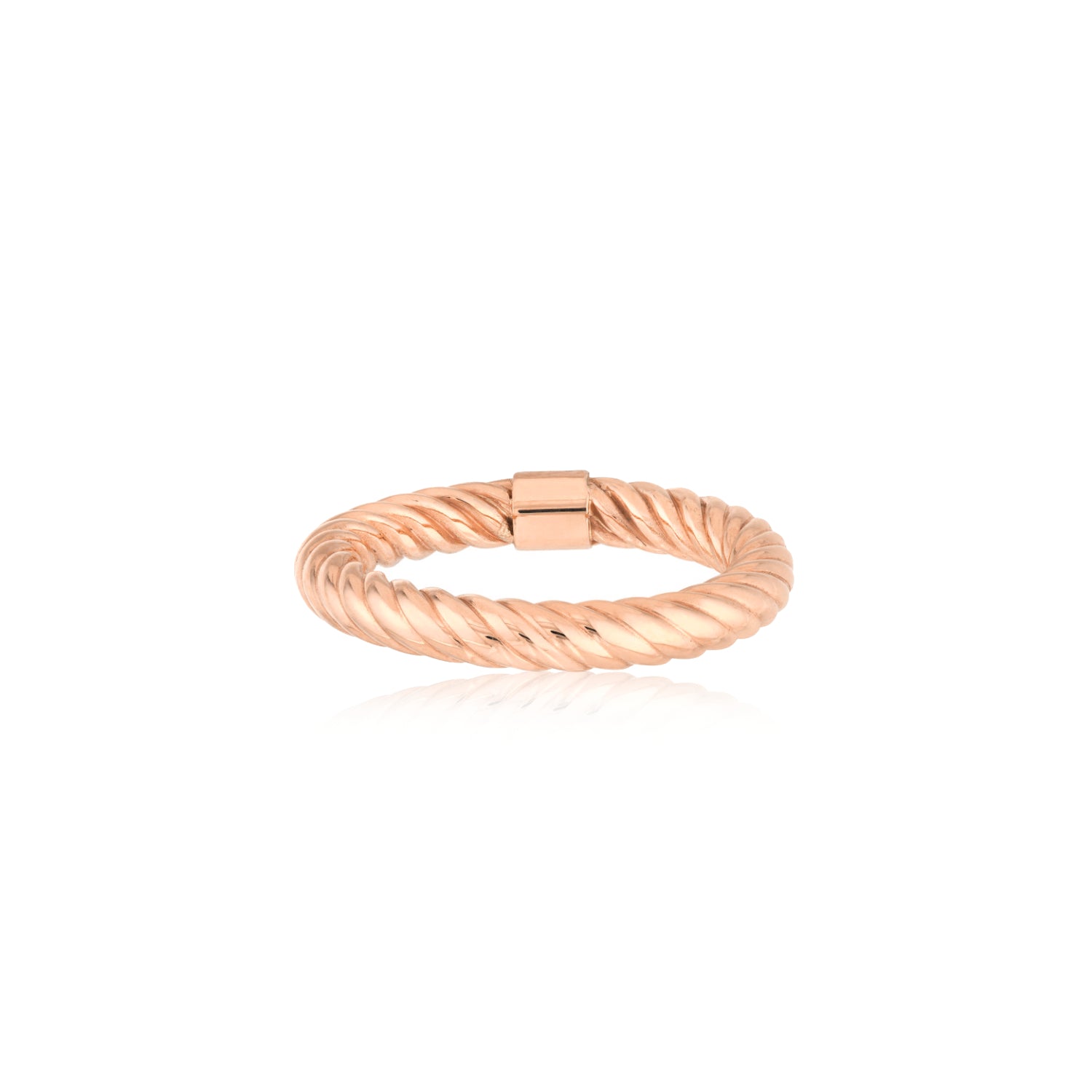 Twisted Rope Semi-Solid Gold Ring in Rose Gold