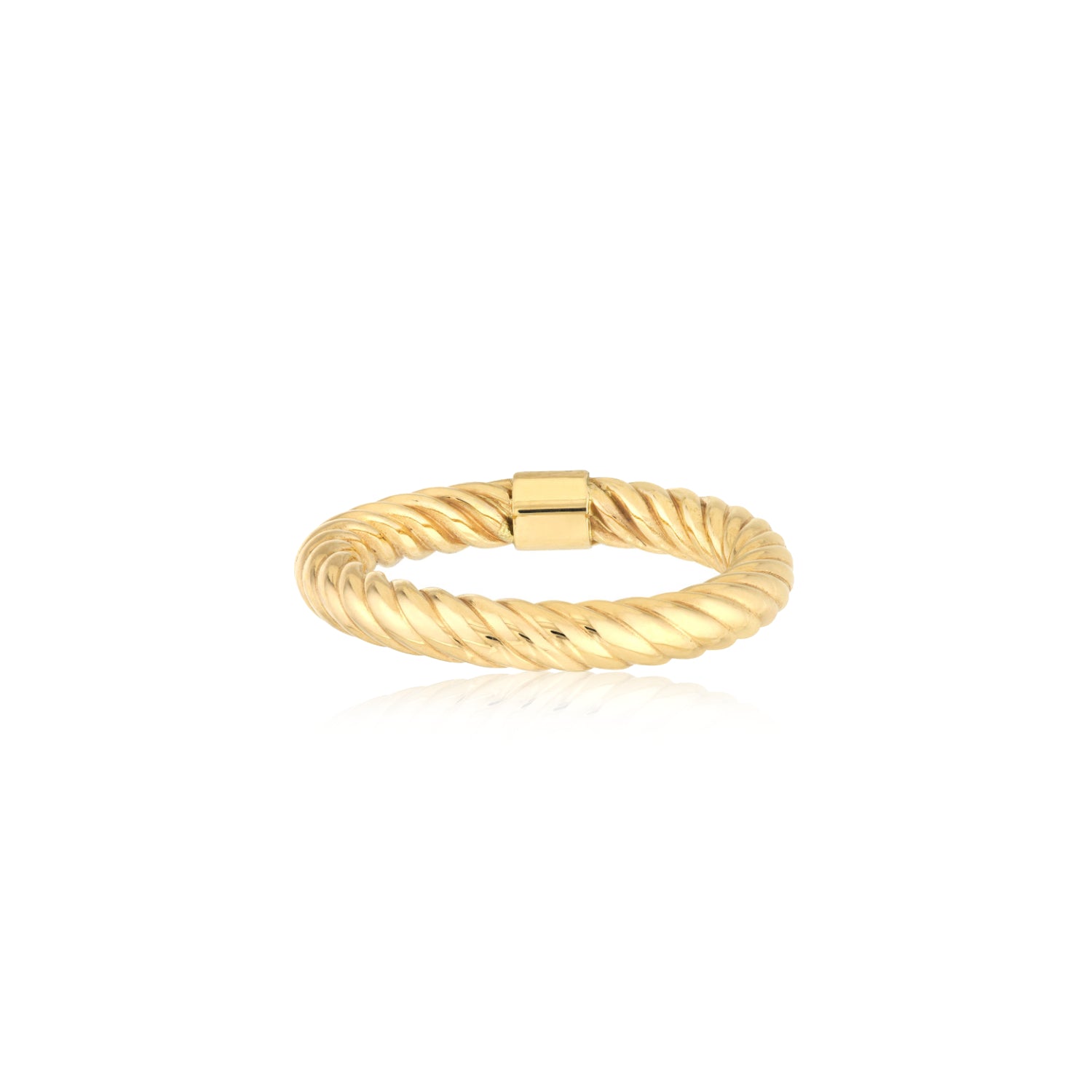Twisted Rope Semi-Solid Gold Ring in Yellow Gold