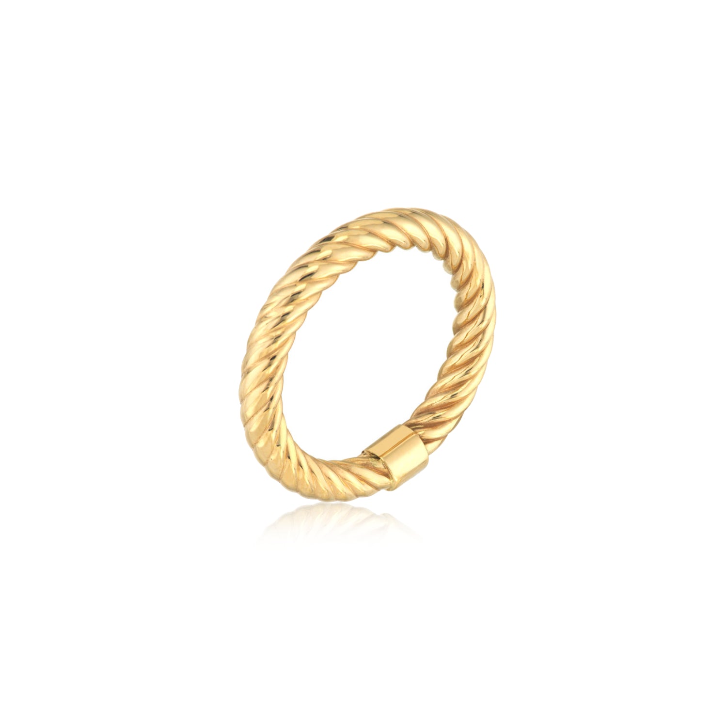 Twisted Rope Semi-Solid Gold Ring in Yellow Gold Side View